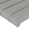 vidaXL Cabeceira de cama c/ abas tecido 147x23x118/128cm cinza-claro