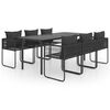 vidaXL 7 pcs conjunto de jantar para jardim vime de PVC preto