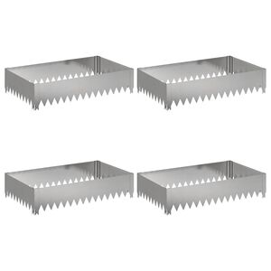 vidaXL Acabamento para Gramado 4 pcs 100 x 60 x 20 cm A&ccedil;o Prateado