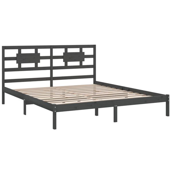 vidaXL Estrutura de cama 200x200 cm madeira maciça cinzento