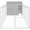 vidaXL Casota c&atilde;es c/ parque 214x661x181 cm a&ccedil;o galvaniz. cinza-claro
