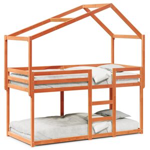 vidaXL Beliche com telhado 90x190 cm pinho maci&ccedil;o castanho-mel
