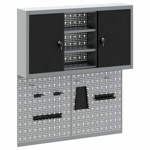 vidaXL Conjunto de Arm&aacute;rios de Ferramentas com bloqueio 3 unid. Preto
