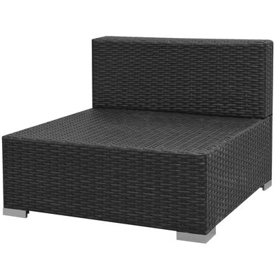 vidaXL 7 pcs conjunto de sofá para jardim com toldo vime PE preto