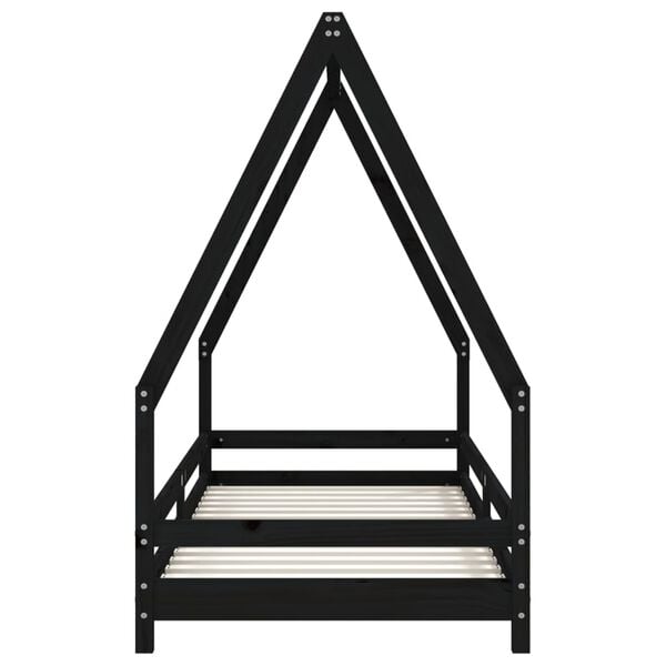 vidaXL Estrutura de cama infantil 90x200 cm pinho maci&ccedil;o preto