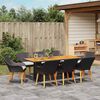 vidaXL Conjunto de Jantar para Jardim com almofada 9 pcs Preto vime PE