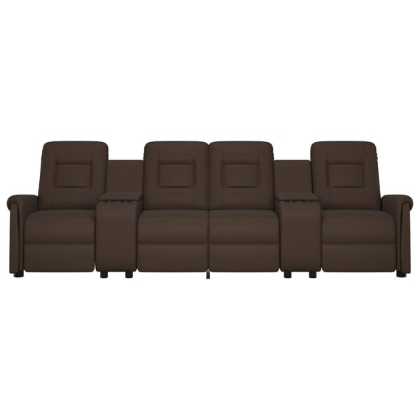 vidaXL Poltrona massagem 4 lug. reclinável c/ suportes copo castanho