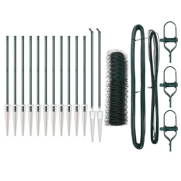 vidaXL Cerca com Postes Verde 0.5 x 25 m Aço revestido de PVC