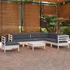 vidaXL 8 pcs conj. lounge de jardim c/ almofad&otilde;es pinho maci&ccedil;o branco