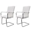 vidaXL Cadeiras de jantar cantilever 2 pcs couro artificial branco
