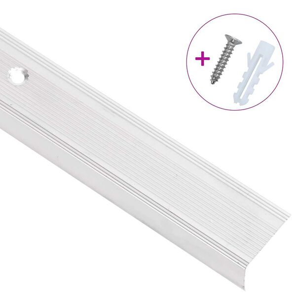 vidaXL Perfis de escada em forma de L 15 pcs 90 cm alum&iacute;nio prateado
