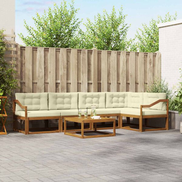 vidaXL Conjunto de Sof&aacute;s para Exterior 6 pcs Natural e Creme