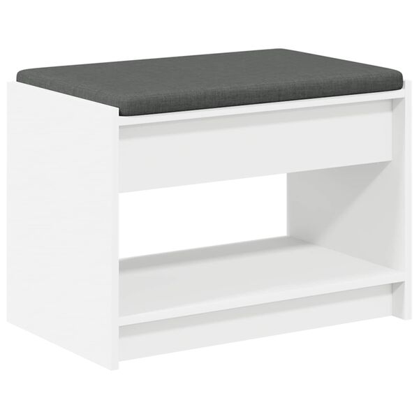 vidaXL Banco de Hall com almofada Branco 63 x 38 x 45 cm
