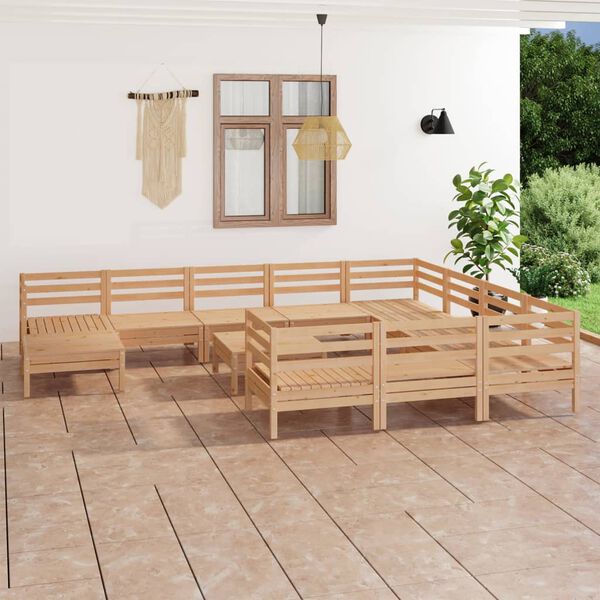 vidaXL 12 pcs conjunto lounge de jardim pinho maci&ccedil;o