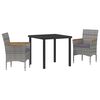 vidaXL Conjunto de Jantar para Jardim 3 unid. Cinzeto vime PE