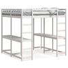 vidaXL Cama alta c/ secret&aacute;ria e escada 140x200 cm pinho maci&ccedil;o branco