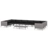 vidaXL 11pcs conj. lounge jardim c/ almofad&otilde;es vime PE cinzento-escuro
