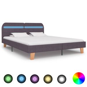vidaXL Estrutura cama c/ LEDs em tecido 160x200cm cinzento-acastanhado