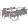 vidaXL 11 pcs conjunto jantar jardim c/ almofad&otilde;es vime PE/vidro
