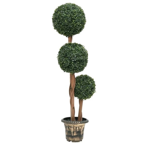vidaXL Planta artificial buxo em forma de esfera com vaso 119 cm verde