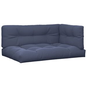 vidaXL Almofad&otilde;es para sof&aacute; de paletes 3 pcs tecido azul-marinho