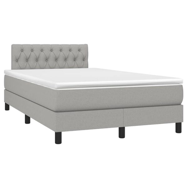vidaXL Cama boxspring com colch&atilde;o 120x190 cm tecido cinzento-claro