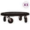 vidaXL Carrinho de plantas com rodas 3 pcs di&acirc;metro 40 cm 275 kg preto