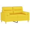 vidaXL Sof&aacute; 2 lug. + almofadas decorativas 120 cm tecido amarelo-claro