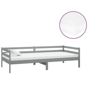 vidaXL Sof&aacute;-cama com colch&atilde;o 90x200 cm pinho maci&ccedil;o cinzento