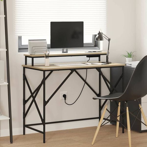 vidaXL Mesa Carvalho Sonoma 100 x 50 x 86,5 cm Madeira processada