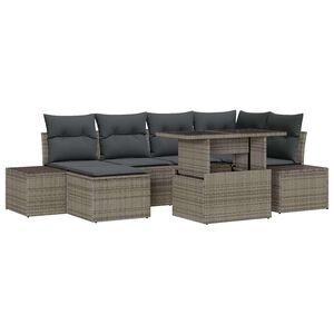 vidaXL Conjunto de Sof&aacute; de Jardim com almofada 7 pcs Cinzeto