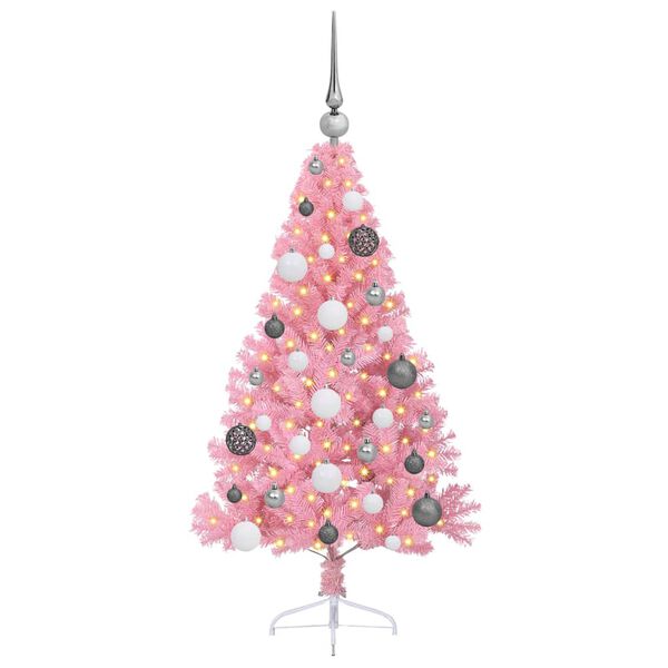 vidaXL &Aacute;rvore de Natal Artificial Pr&eacute;-iluminada Rosa 120 cm PVC