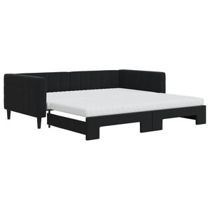 vidaXL Sof&aacute;-cama com gavet&atilde;o e colch&otilde;es 100x200 cm veludo preto