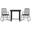 vidaXL 3 pcs conjunto de jantar para jardim vime PVC preto