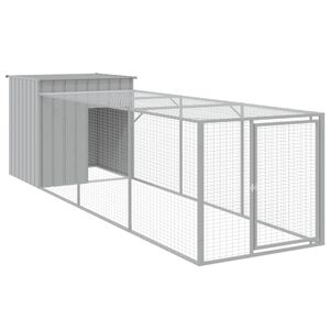 vidaXL Galinheiro com anexo 110x405x110 cm a&ccedil;o galvanizado cinza-claro