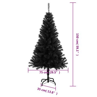 vidaXL Árvore de Natal artificial com suporte 150 cm PVC preto