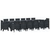 vidaXL Conjunto de Jantar para Jardim 15 unid. Antracite Rattan Polt