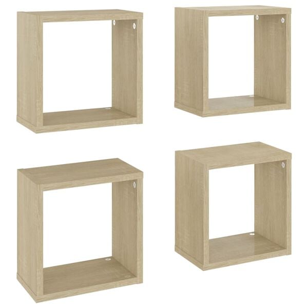 vidaXL Prateleiras de parede em forma de cubo 4 pcs 26x15x26 cm sonoma