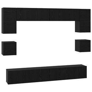 vidaXL Conjunto de m&oacute;vel de TV 8 pcs Carvalho Preto Madeira processada