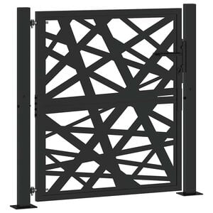vidaXL Port&atilde;o de jardim 100x100 cm design de luz em a&ccedil;o preto