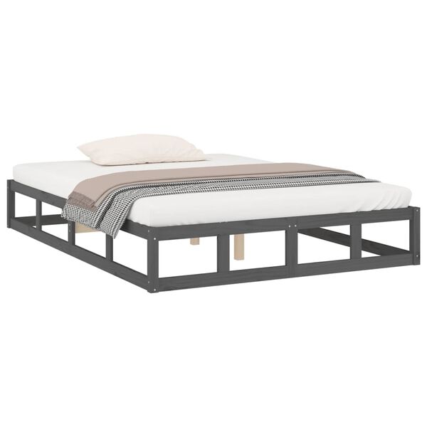 vidaXL Estrutura de cama king 150x200 cm madeira maciça cinzento