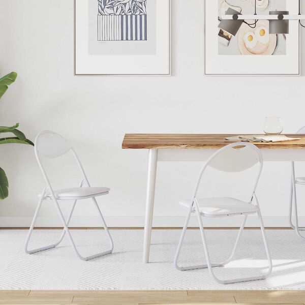 vidaXL Cadeira Dobr&aacute;vel 2 pcs Branco 48 x 43,5 x 81 cm Couro Sint&eacute;tico