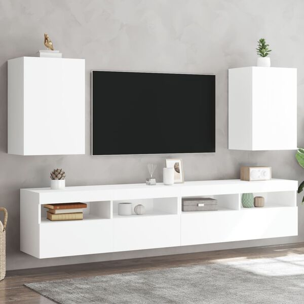 vidaXL M&oacute;veis parede p/ TV 2pcs 40,5x30x60 cm derivados madeira branco