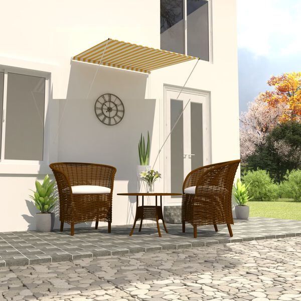 vidaXL Toldo retrátil 100x150 cm amarelo e branco