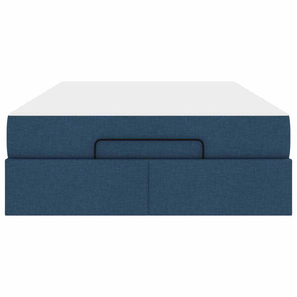vidaXL Estrutura de cama com colch&atilde;o com colch&atilde;o 2 pcs Azul tecido
