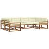 vidaXL Conjunto de Sof&aacute;s para Exterior 6 pcs Natural e Creme