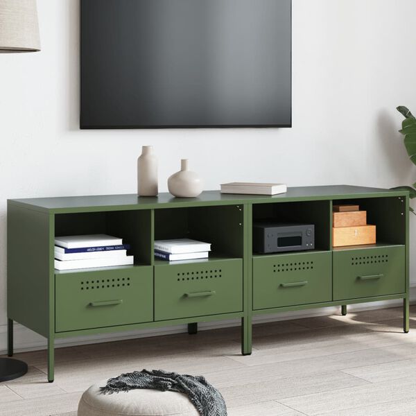 vidaXL M&oacute;veis de TV 2 pcs 68x39x50,5 cm a&ccedil;o verde-azeitona