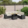 vidaXL 7 pcs conjunto de sof&aacute;s p/ jardim c/ almofad&otilde;es vime PE preto