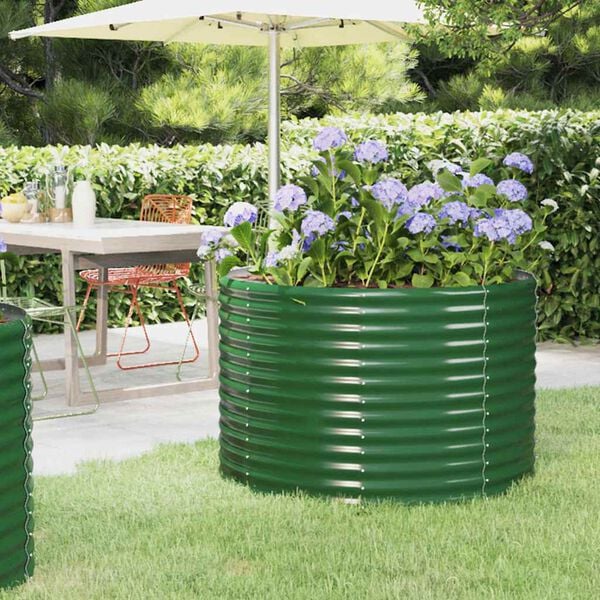 vidaXL Canteiro elevado jardim 100x100x68 cm aço galvanizado verde