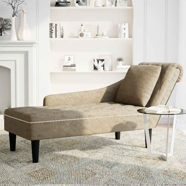 vidaXL Chaise lounge c/ almofada/apoio bra&ccedil;os direito couro artificial
